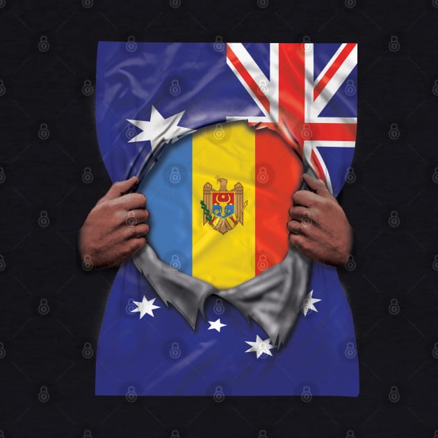 Moldova Flag Australian Flag Ripped - Gift for Moldovan From Moldova by Country Flags